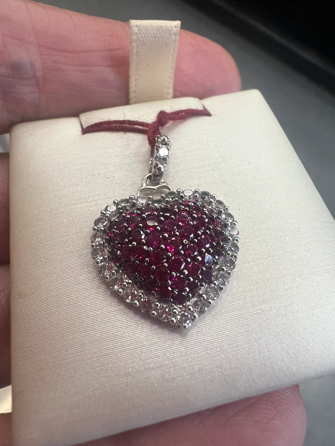 10 k Heart-shaped ruby and diamond pendant