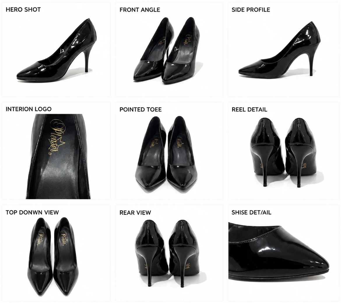 Pleaser Black Patent Leather Stiletto Heels – Size 12