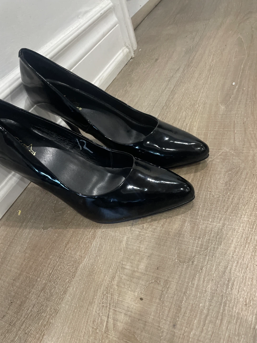 Pleaser Black Patent Leather Stiletto Heels – Size 12 - photo 3