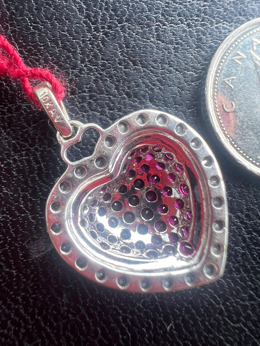 10 k Heart-shaped ruby and diamond pendant - photo 3