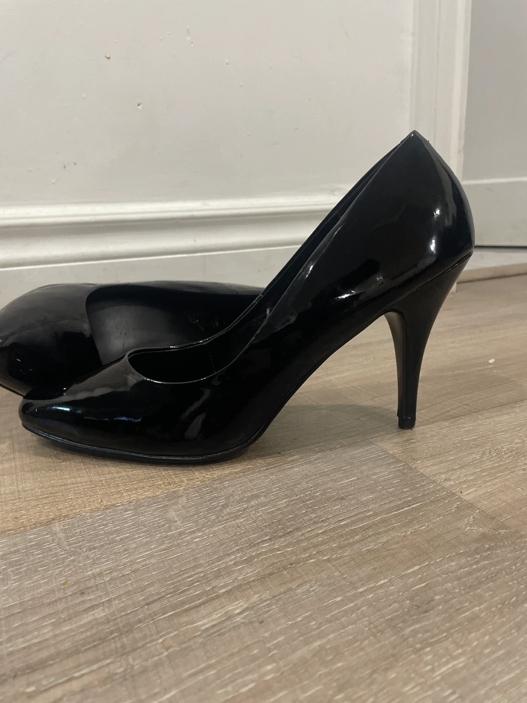 Pleaser Black Patent Leather Stiletto Heels – Size 12 - photo 4