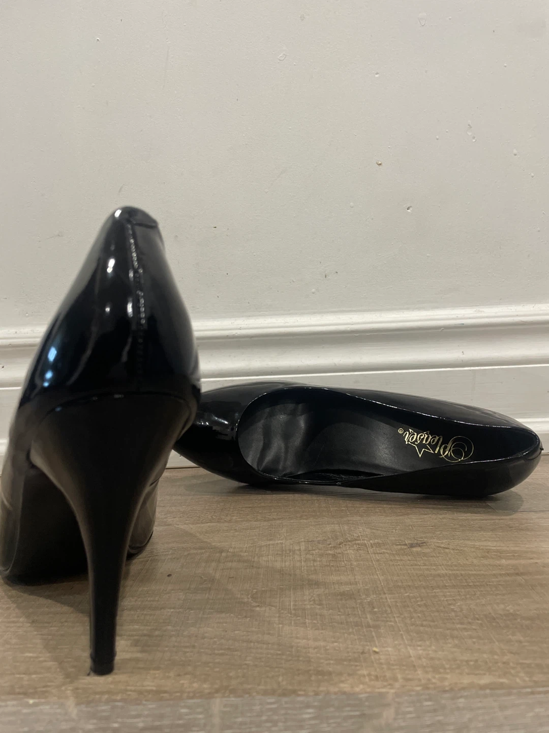 Pleaser Black Patent Leather Stiletto Heels – Size 12 - photo 5