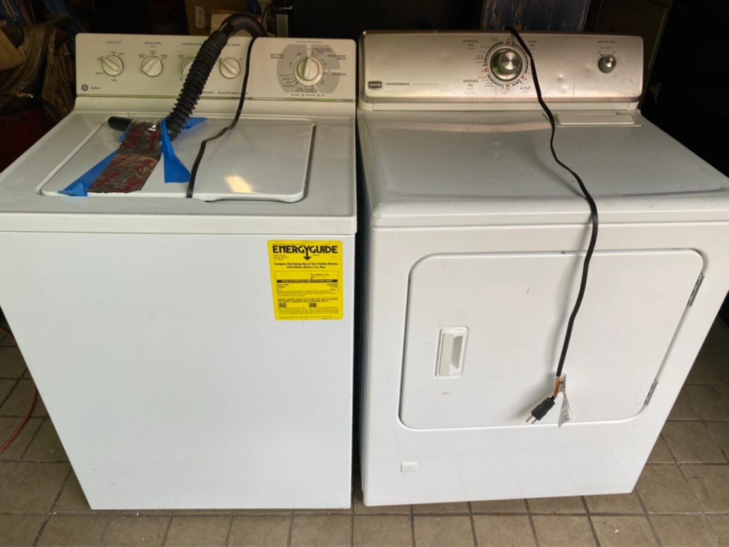 GE Top Loader Washer & Maytag Drier