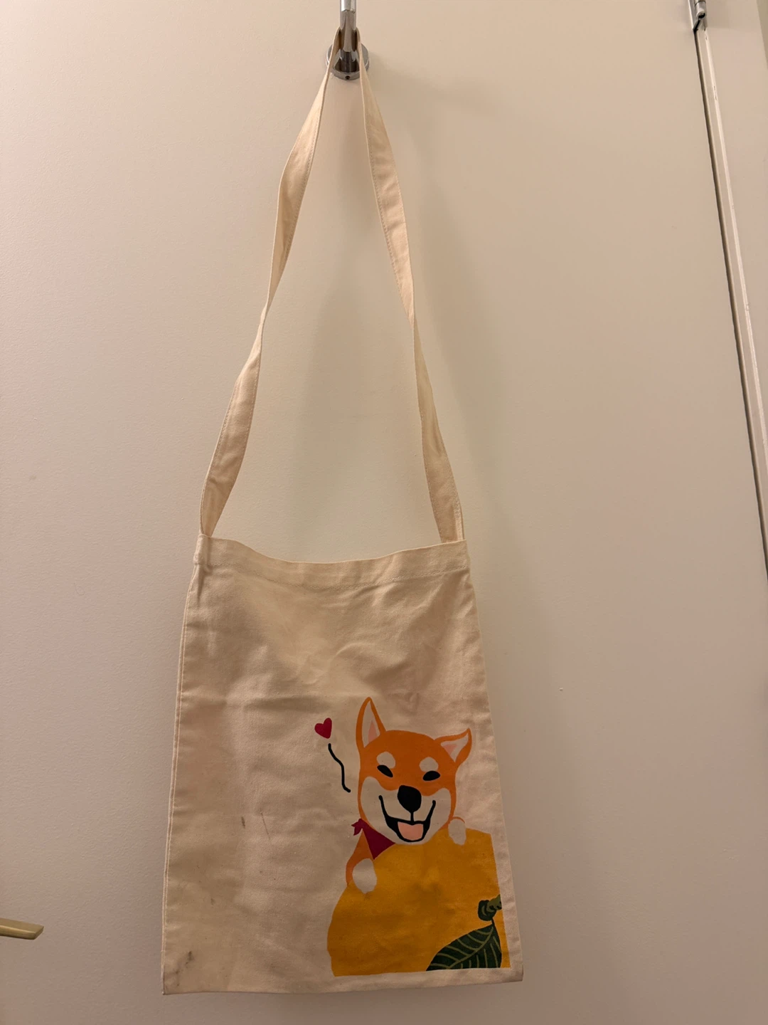 Canvas Tote Bag with Shiba Inu Print