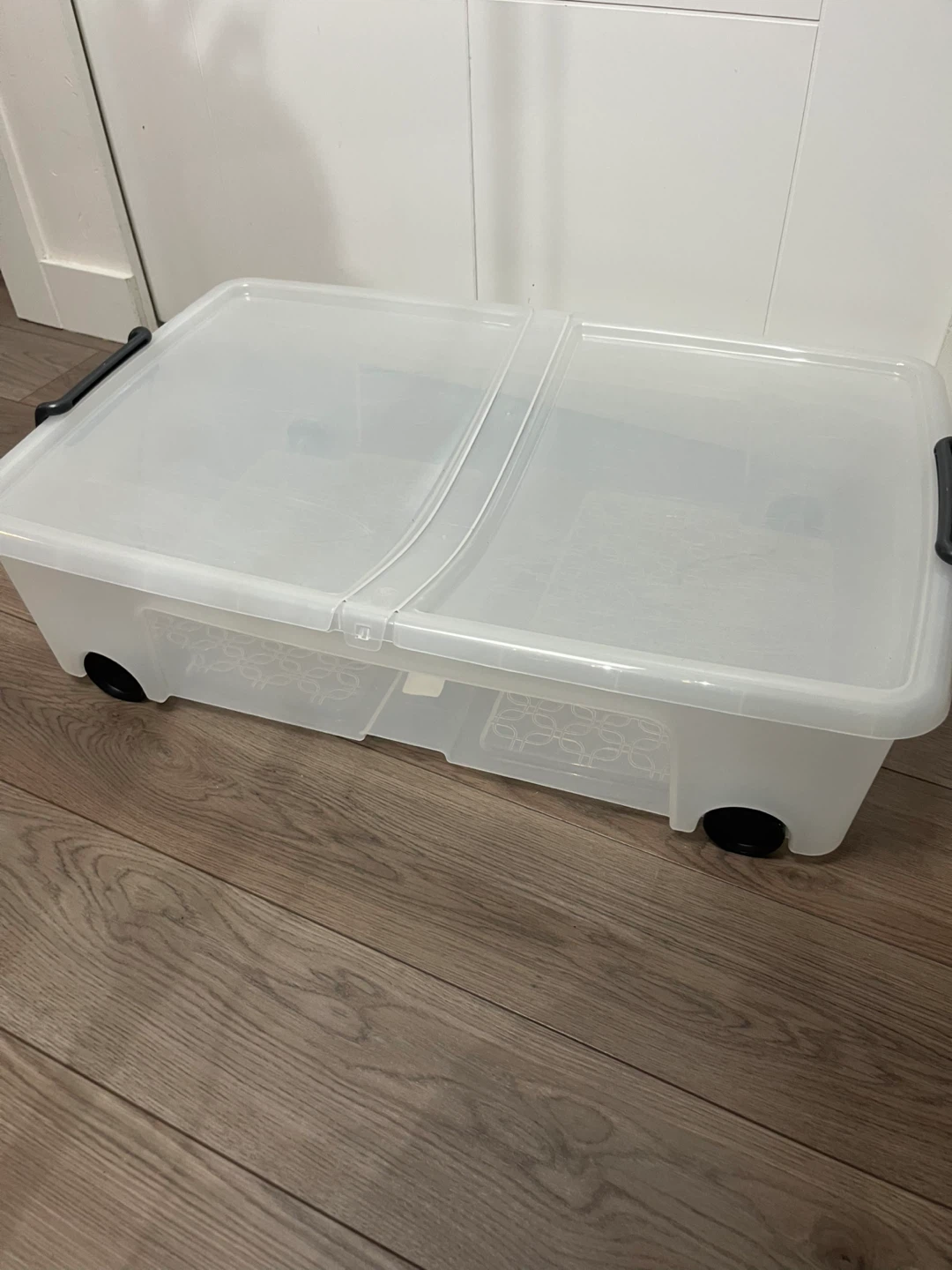 Clear Storage Bin with Wheels