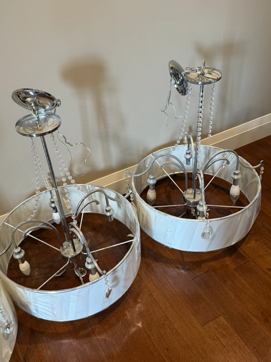 matching modern chrome drum chandeliers/light fixtures. - photo 3