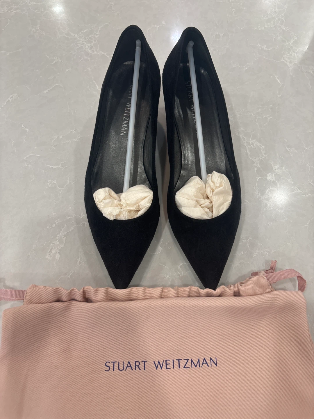 Stuart Weitzman Black Suede Block Heels Size 7