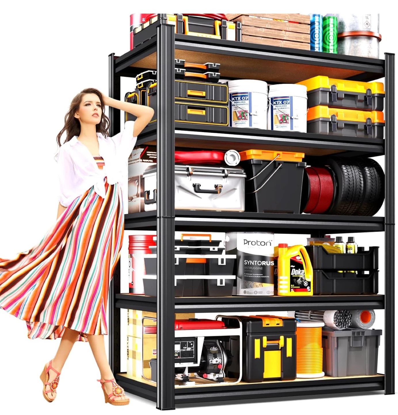 5-Tier Storage Shelves - Black