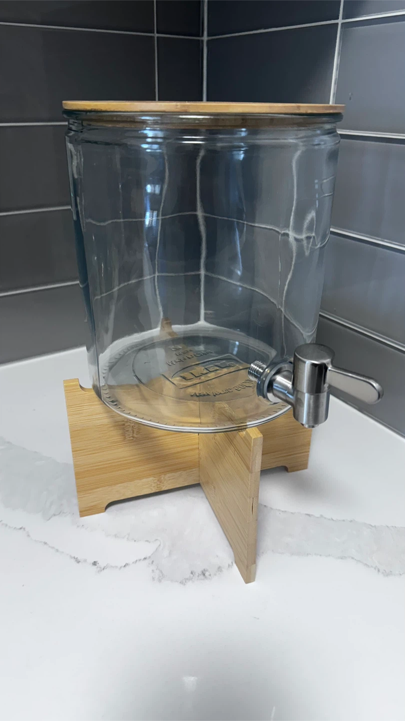 IKEA Glass Beverage Dispenser with Bamboo Lid & Stand - photo 2
