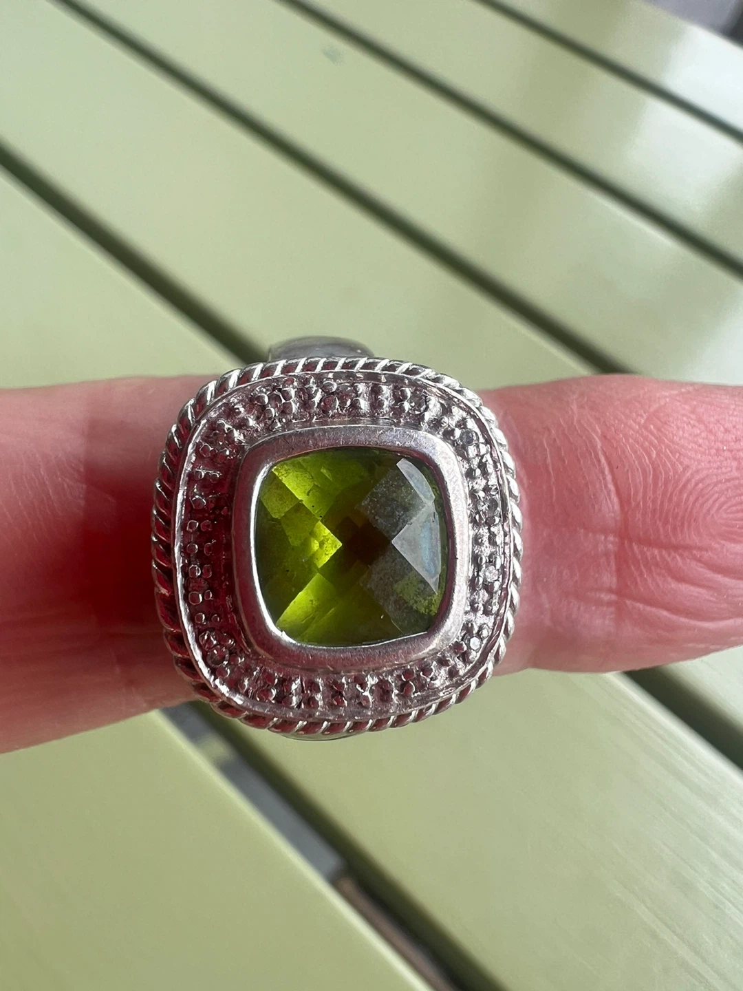 925 Silver Peridot Ring with Pave Detail - photo 2