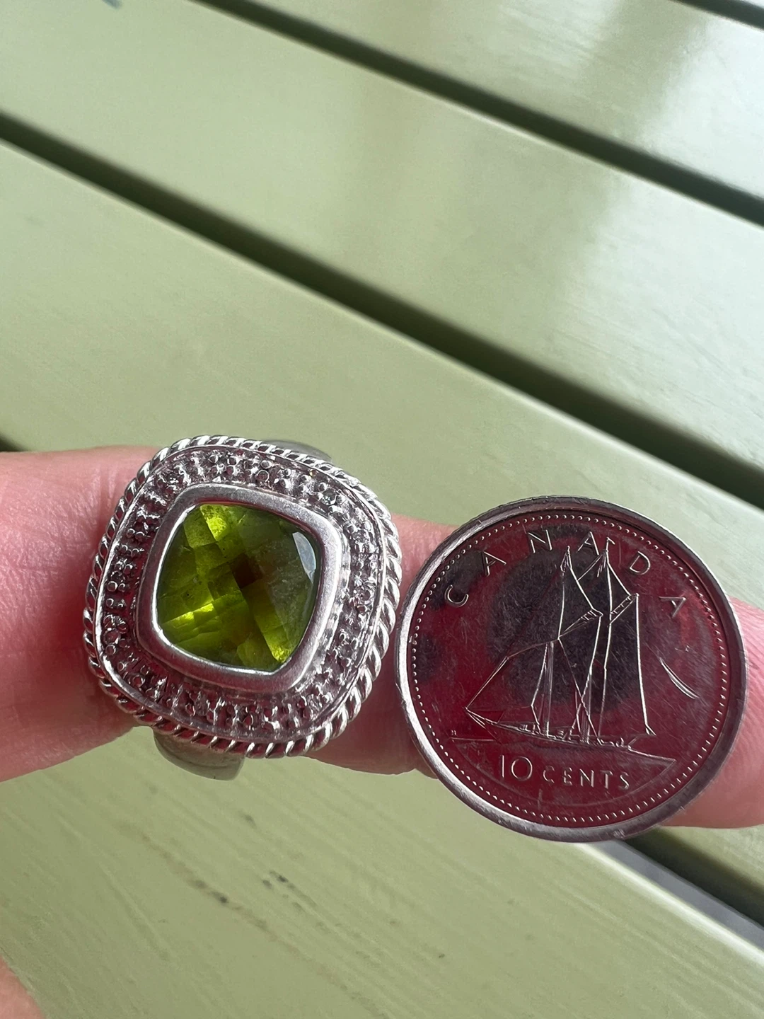 925 Silver Peridot Ring with Pave Detail - photo 5