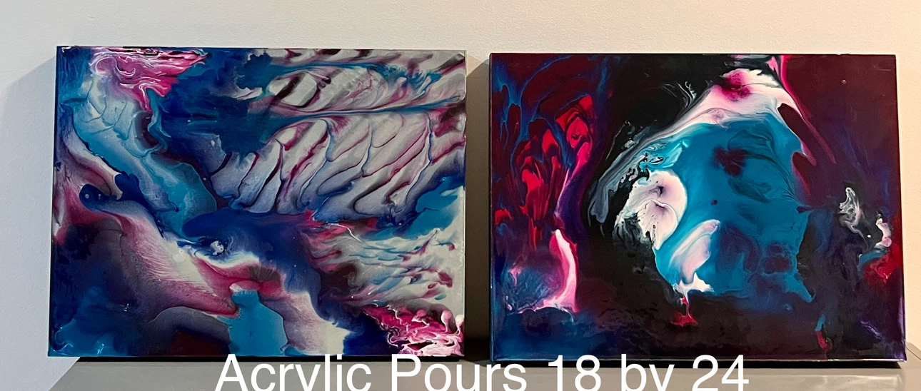 Acrylic Pour Paintings - Set of 2