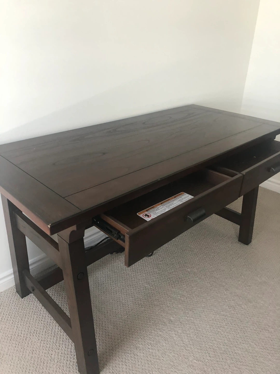 Dark Wood Desk with Built-in Power - photo 2