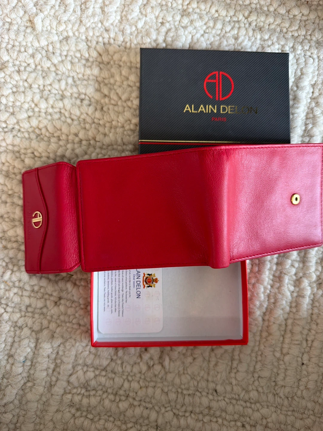 Alain Delon Red Leather Bifold Wallet Set - photo 4