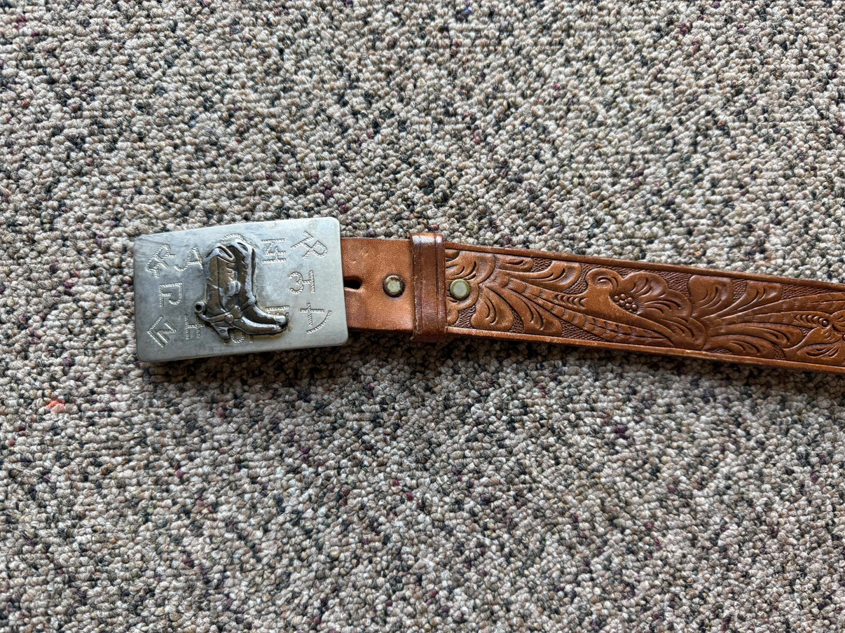 Vintage Woolco genuine leather tooled western belt