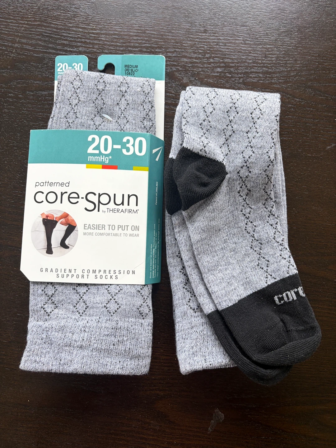 Therafirm Core-Spun Gradient Compression Socks - Medium - Grey - photo 3