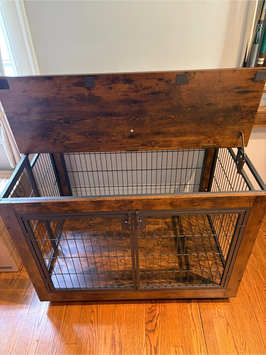 XL dog crate, wood/metal, rolling - photo 2