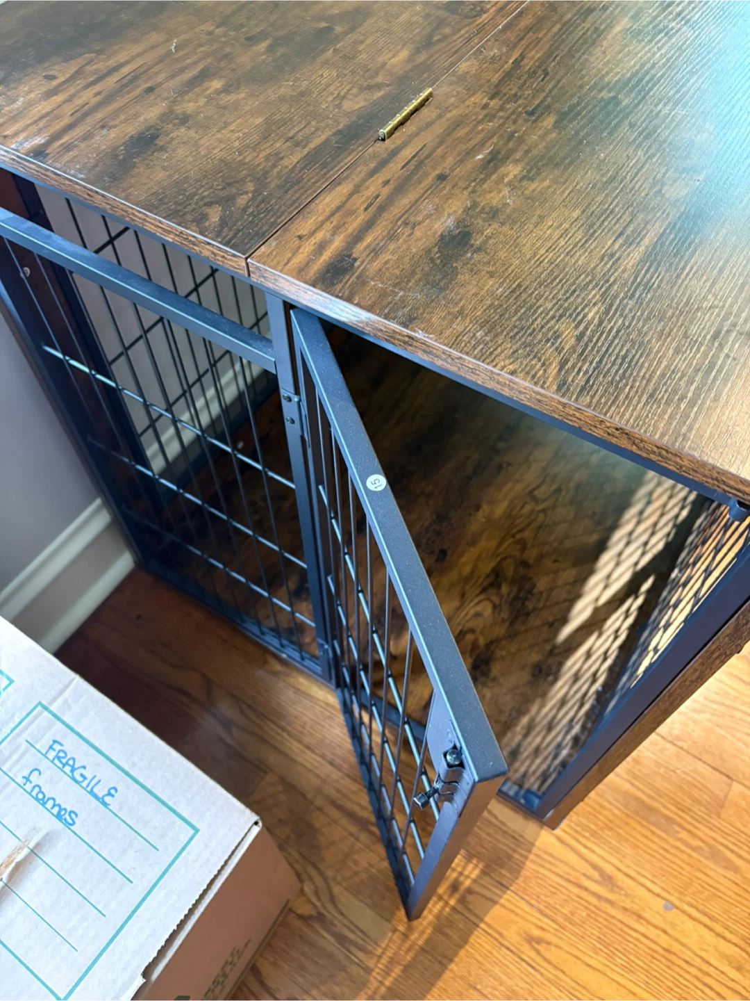 XL dog crate, wood/metal, rolling - photo 3