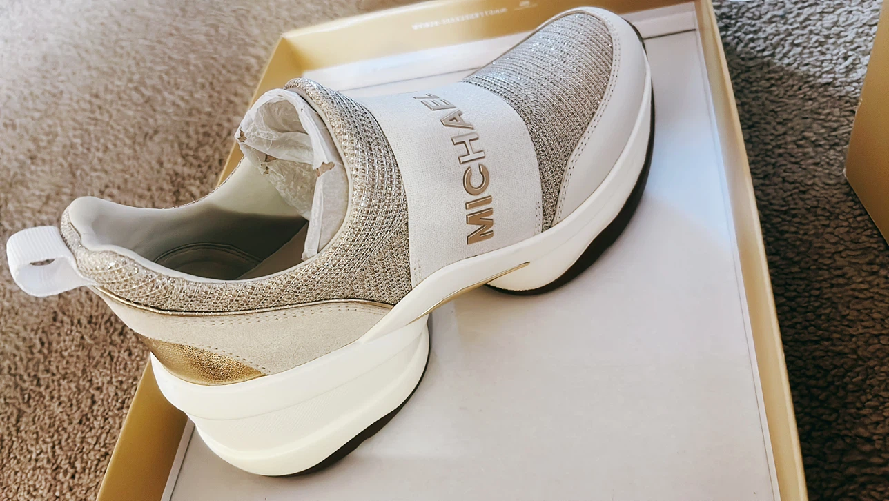 Michael Kors Olympia Slip On Glitter Mesh Sneakers US 7.5 - photo 4