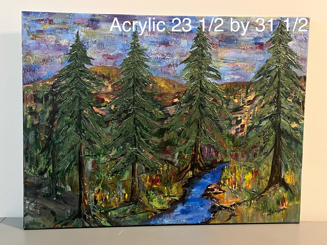 Acrylic Painting Forest Scene 23 1/2 by 31 1/2