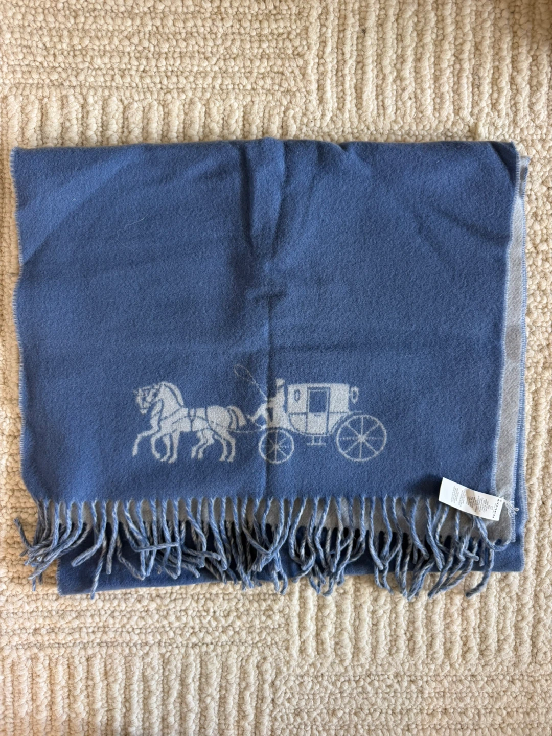 COACH Wool Scarf Muffler Blue/Grey Horse & Carriage - photo 3