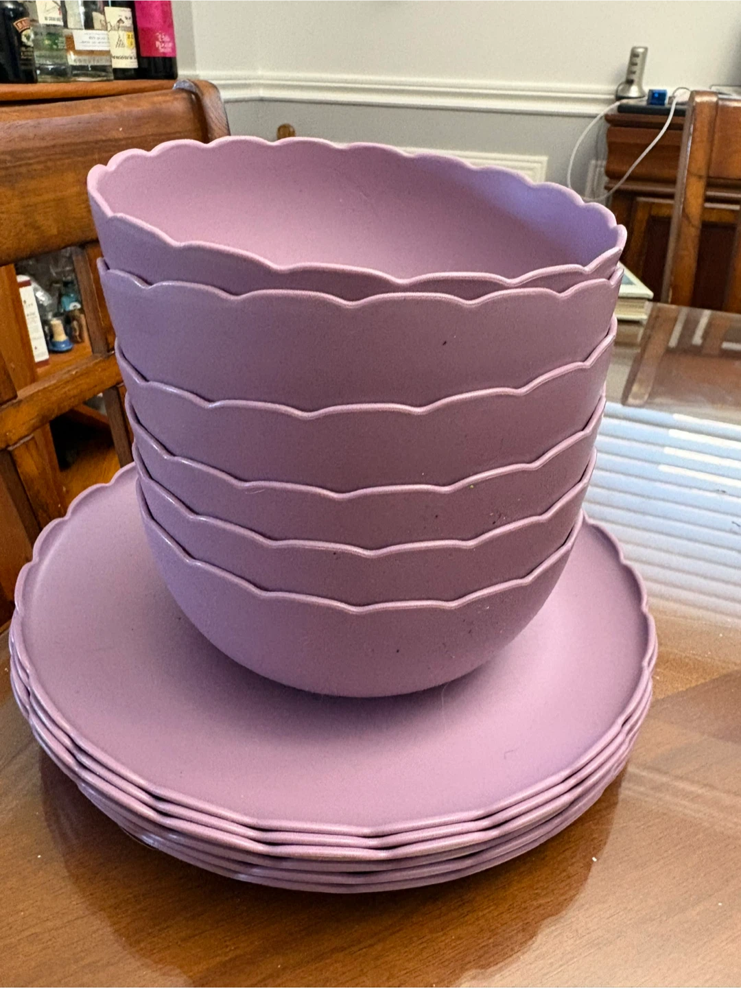 Purple Scalloped Dinner Plates & Bowls Set - photo 2