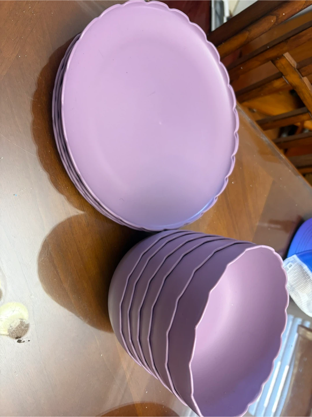 Purple Scalloped Dinner Plates & Bowls Set - photo 3