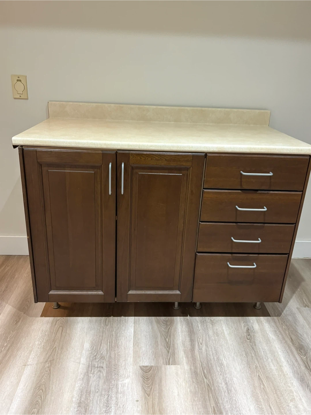 Dark Wood Kitchen Base Cabinet with Drawers - photo 2