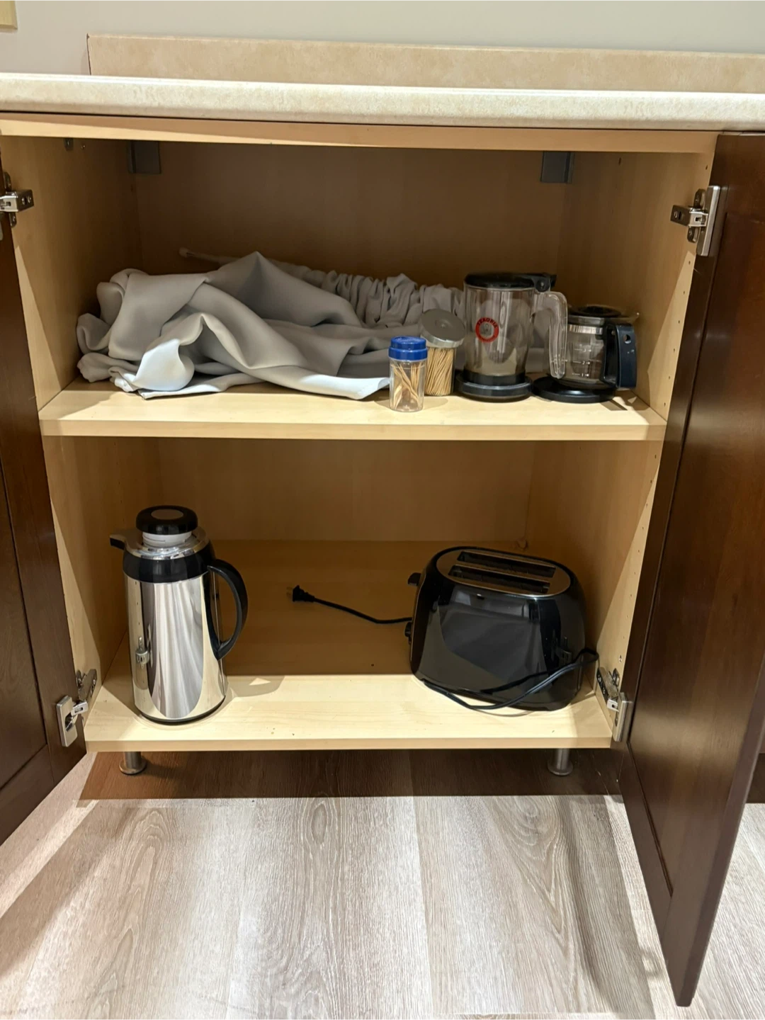 Dark Wood Kitchen Base Cabinet with Drawers - photo 3