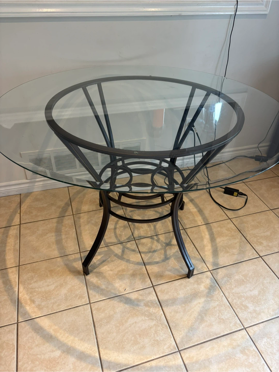 Glass Top Dining Table with Metal Base - photo 2