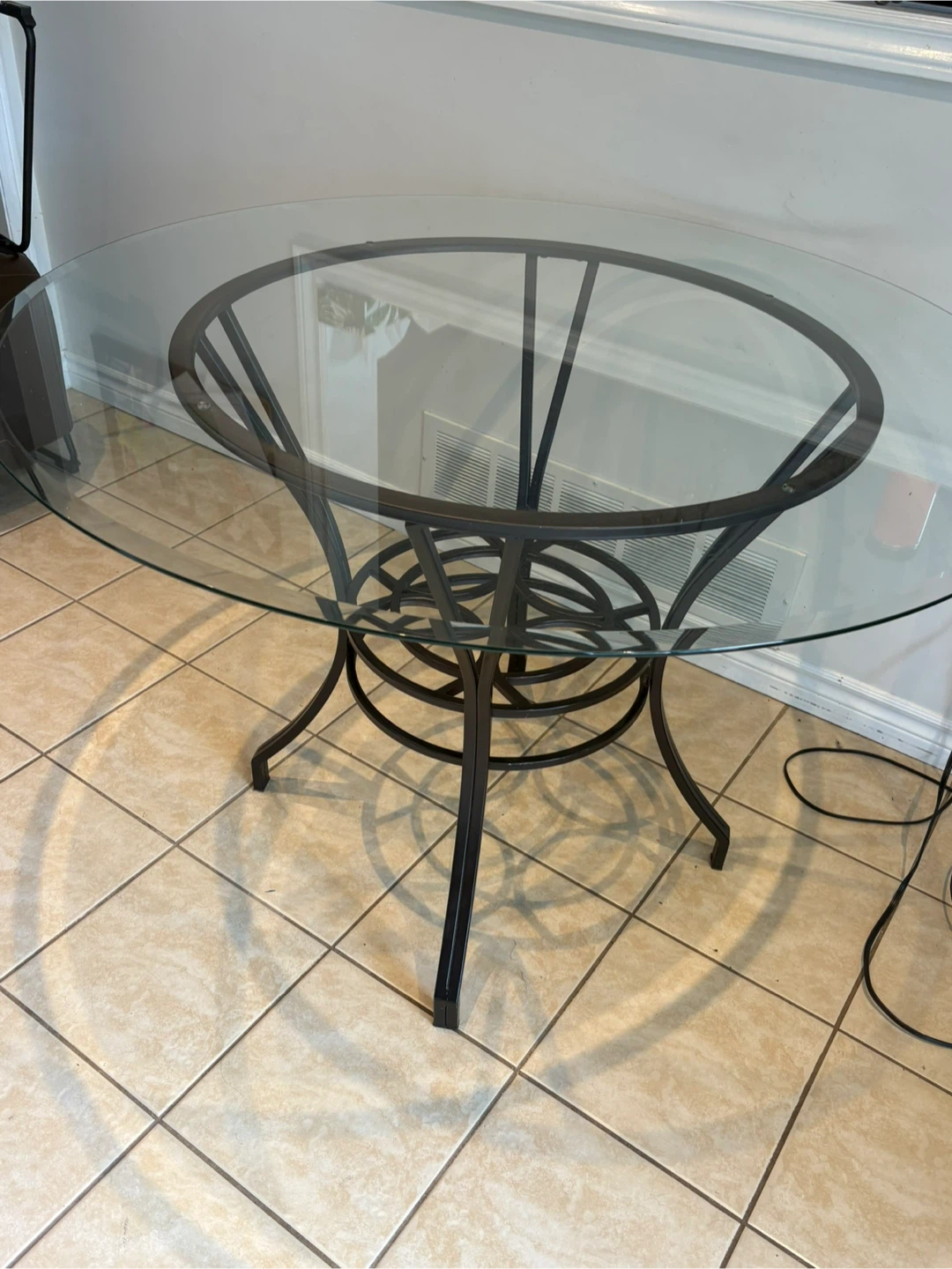 Glass Top Dining Table with Metal Base - photo 4