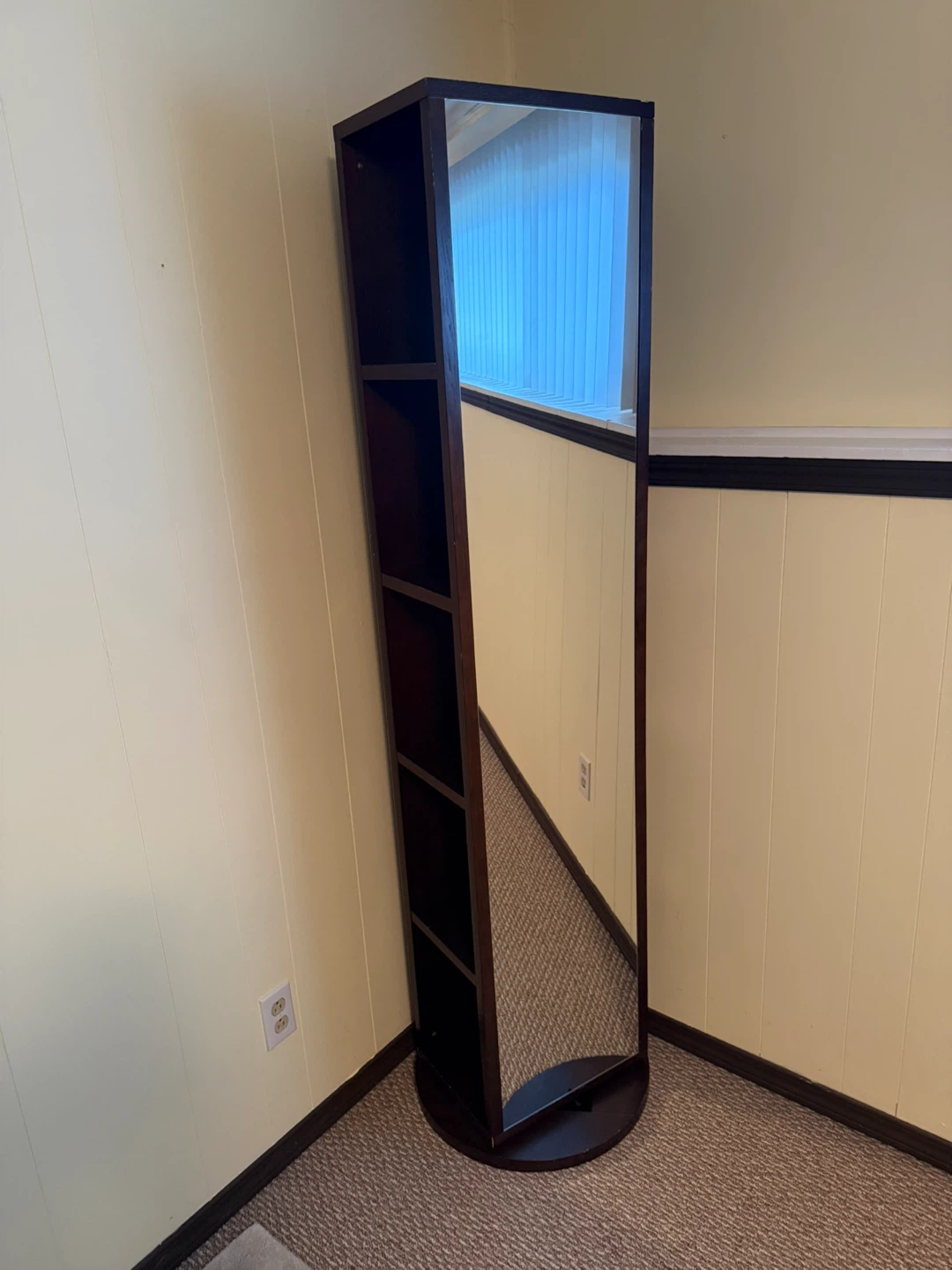 Rotating Full Length Floor Mirror with Storage Shelves
