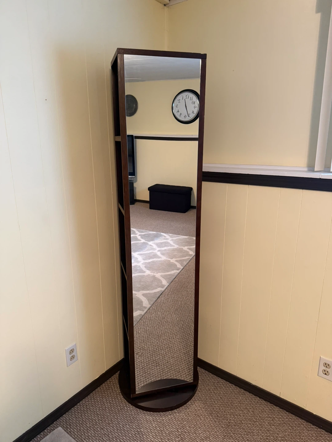 Rotating Full Length Floor Mirror with Storage Shelves - photo 2