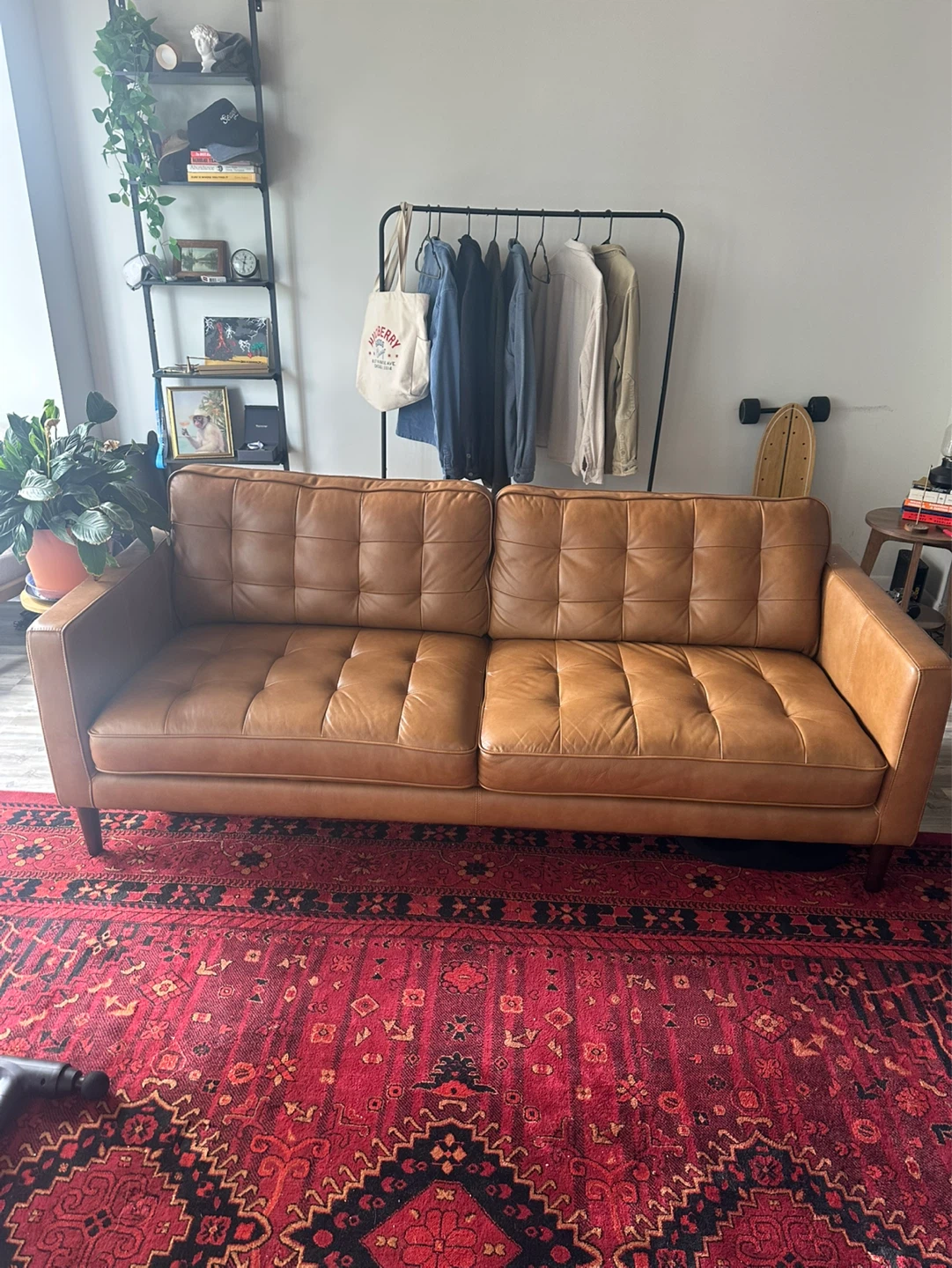 Brown Tufted Leather Sofa - photo 3