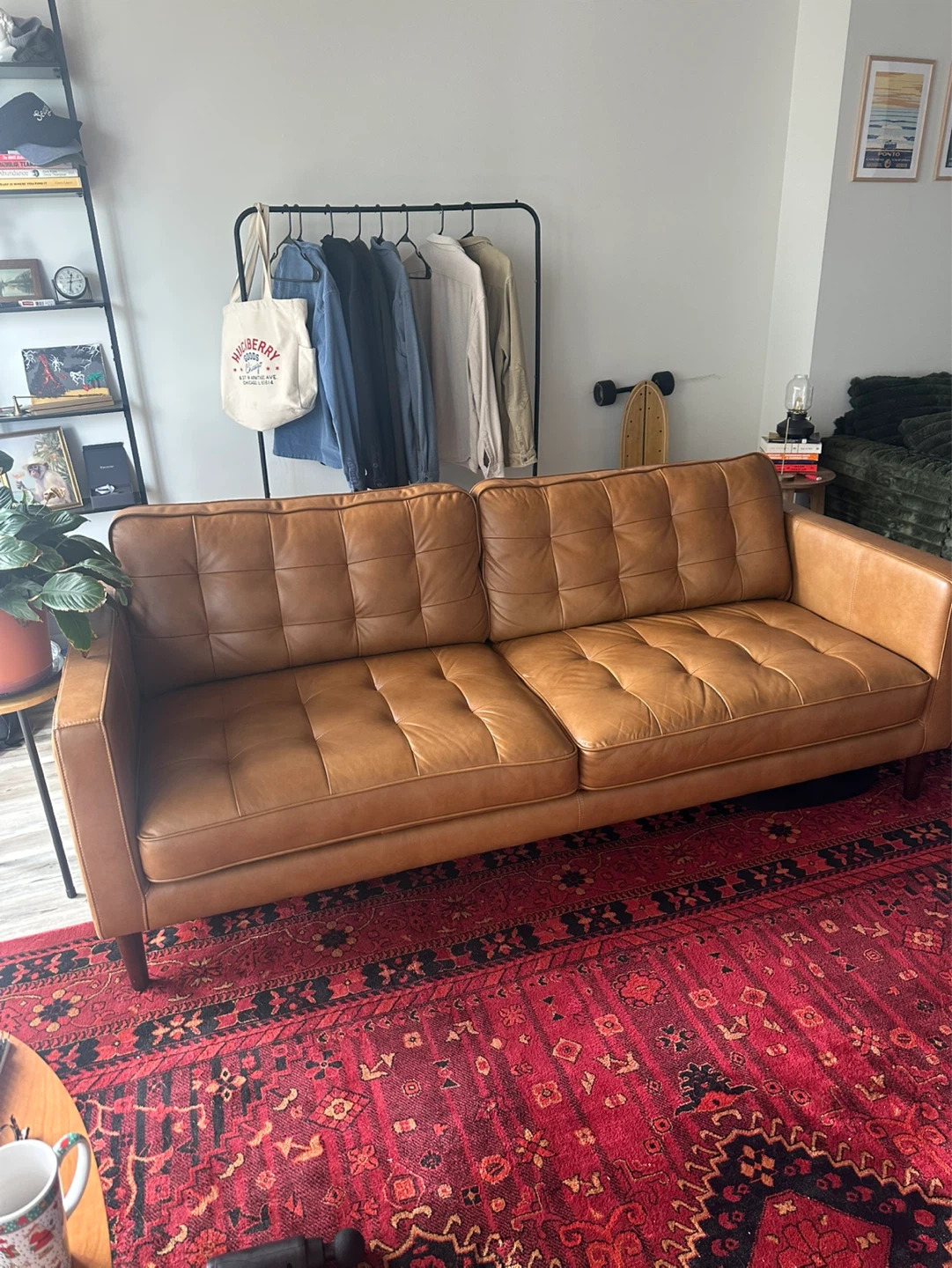 Brown Tufted Leather Sofa - photo 2