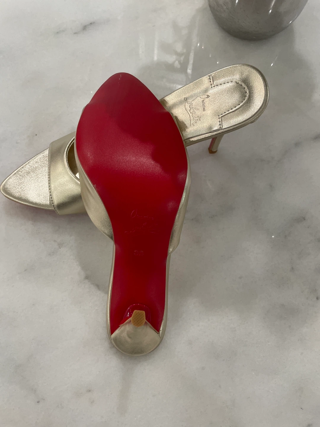Christian Louboutin Gold Mules Heels - photo 2