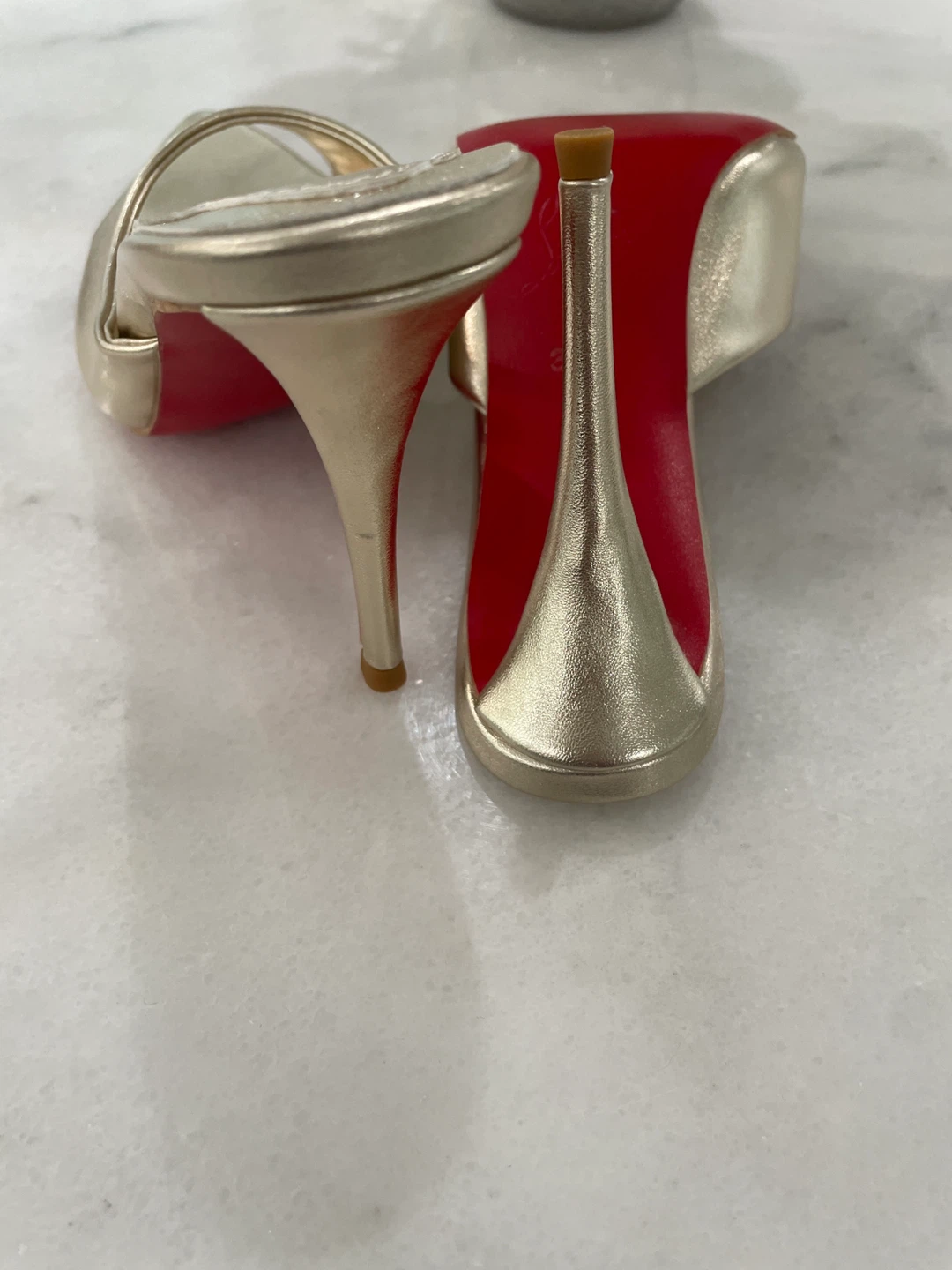 Christian Louboutin Gold Mules Heels - photo 3