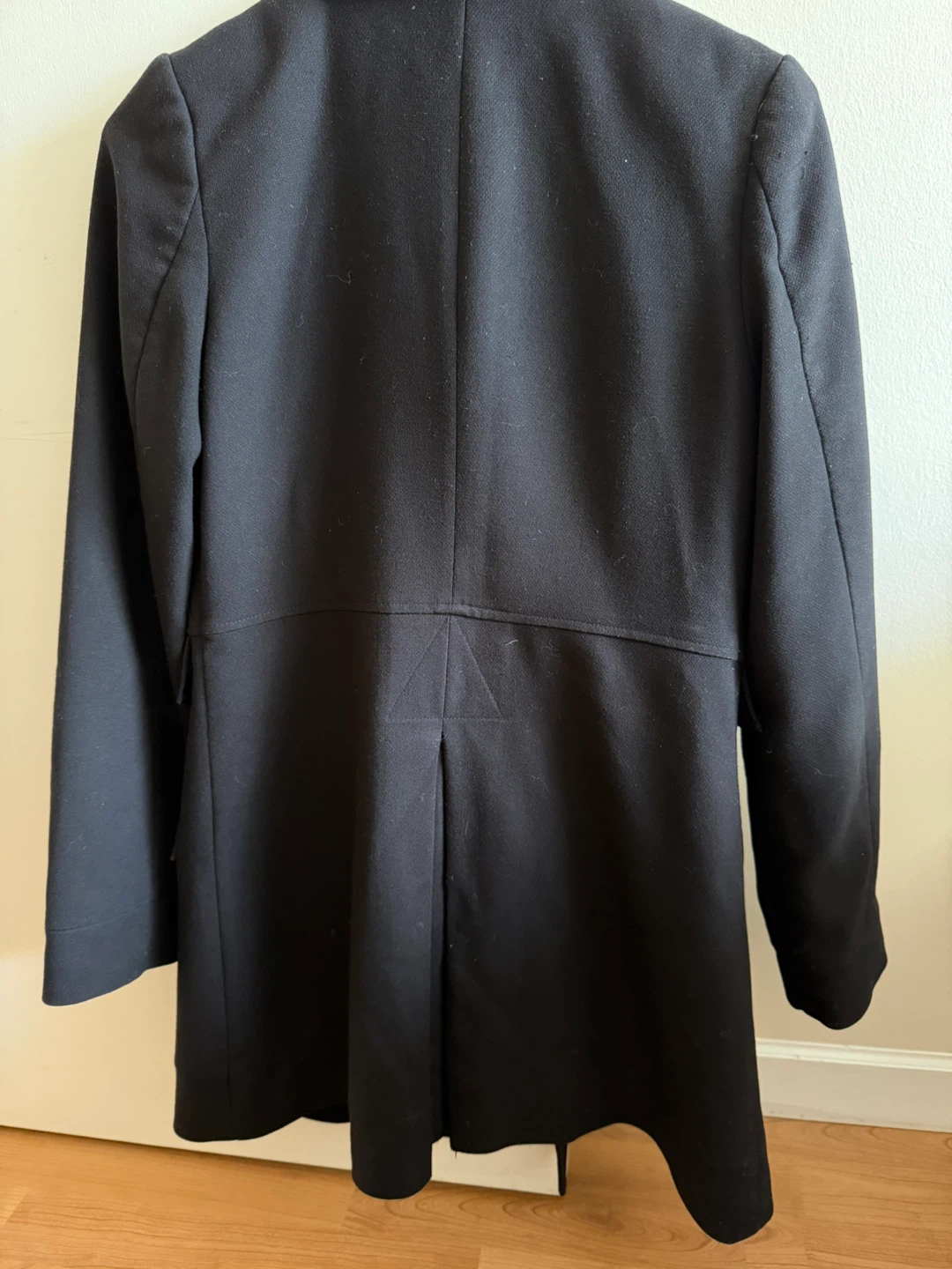 Black Double-Breasted Wool Blend Coat - photo 2