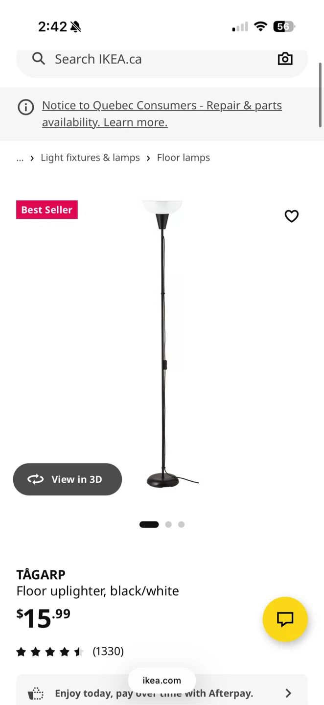 IKEA TÄGARP Floor Uplighter, Black/White - photo 2