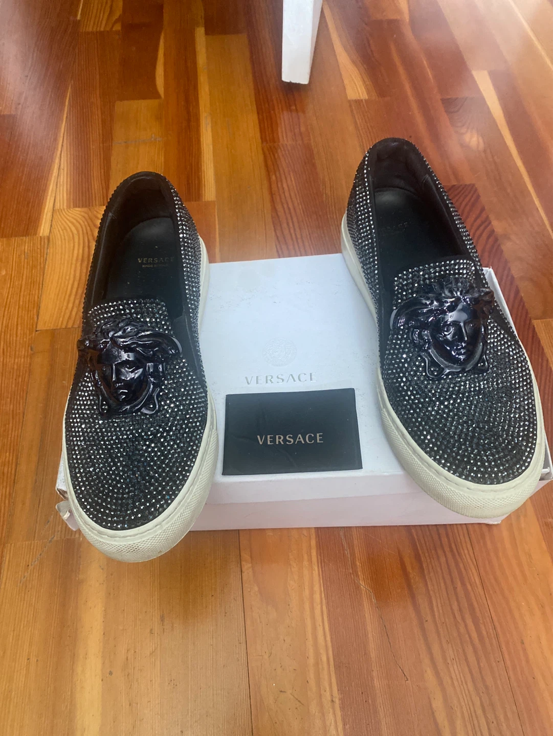 Versace Black Crystal Medusa Slip-On Sneakers - photo 2