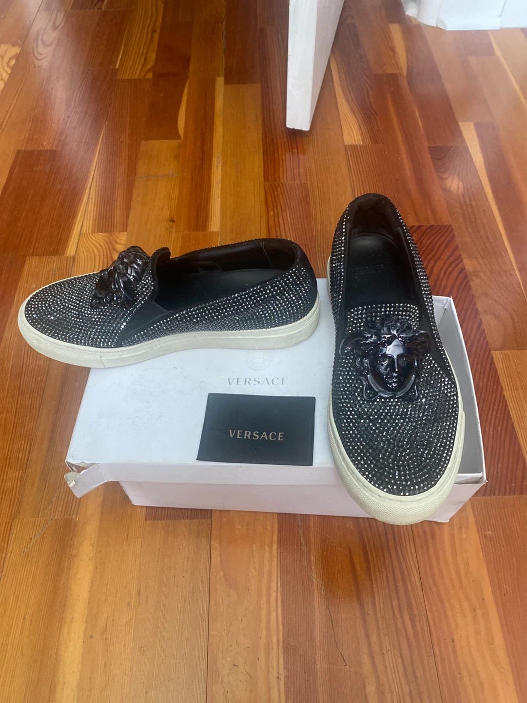 Versace Black Crystal Medusa Slip-On Sneakers - photo 3