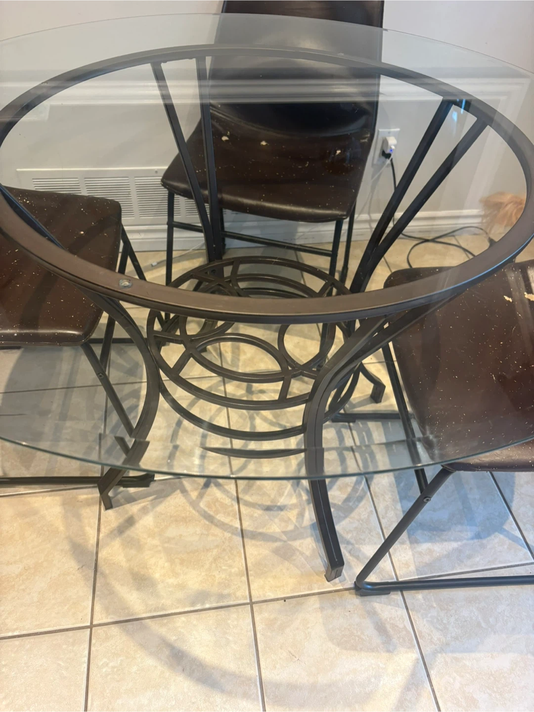Glass Top Dining Table with 4 Chairs