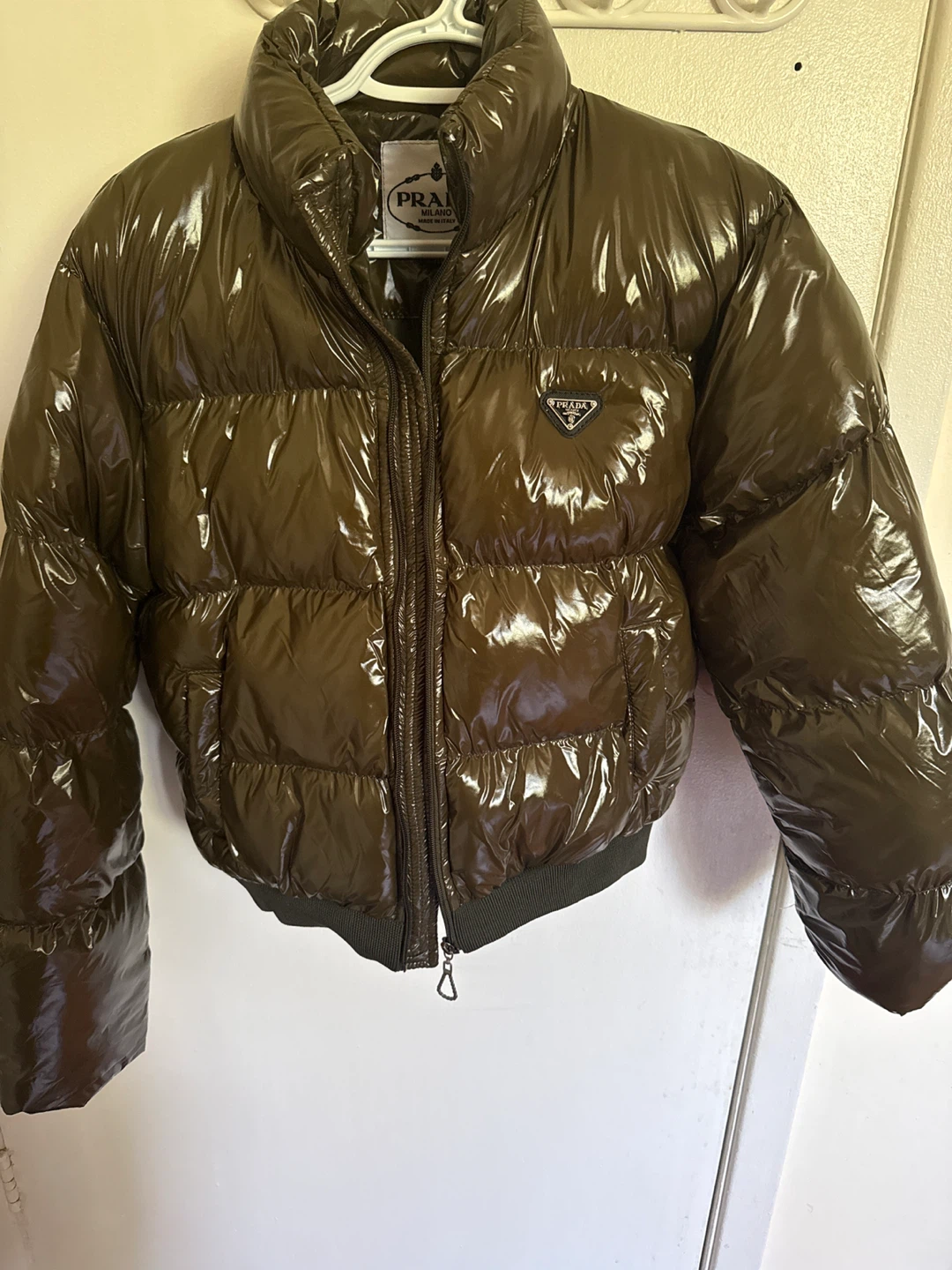 Prada Glossy Puffer Jacket – green