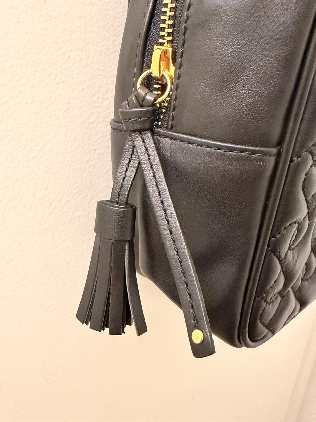 Ports black quilted leather shoulder bag with gold chain - photo 2