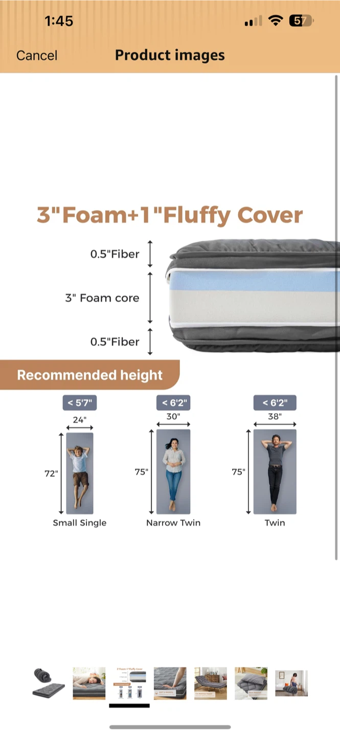 BNIB sealed Jamdok  Narrow Twin Mattress Topper - photo 5