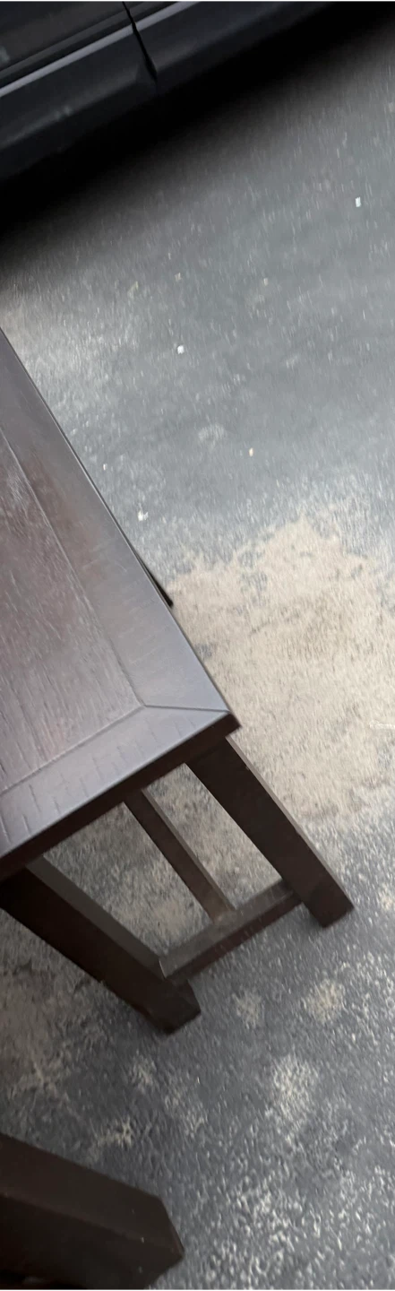 Dark Wood Dining Table with Grey Upholstered Bench - photo 2