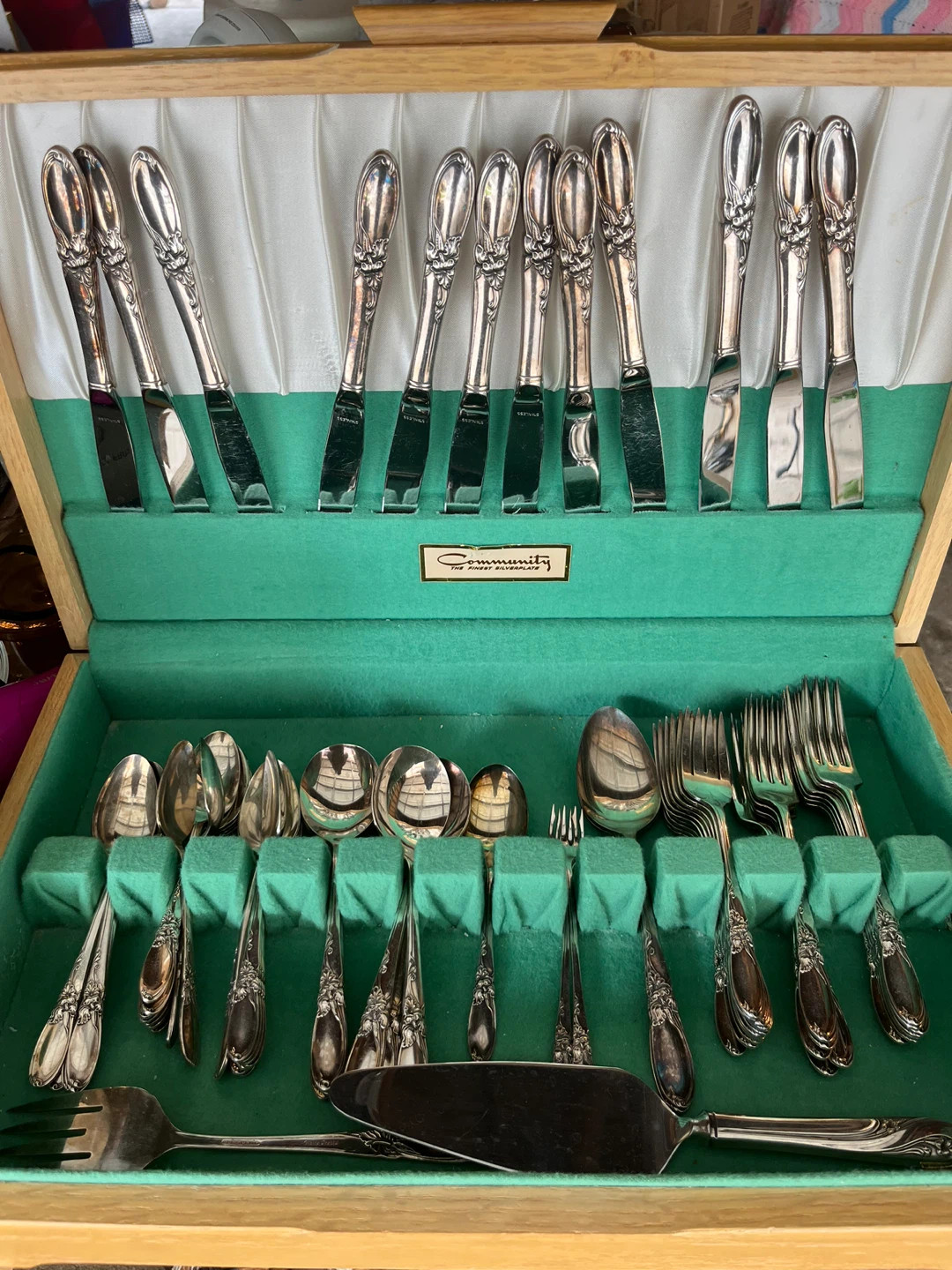 Vintage Community Silverplate Cutlery Set with Case