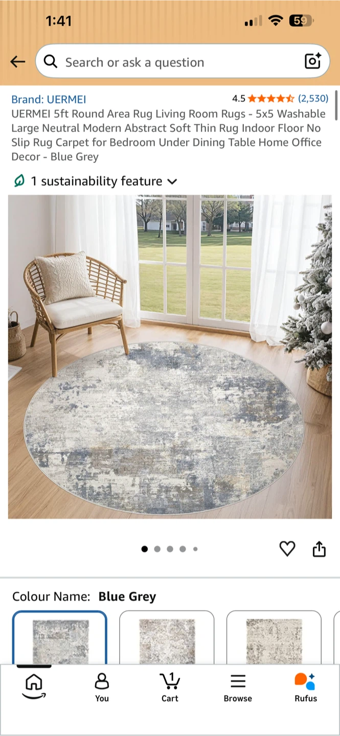 BNIB SEALED - UERMEI 5' Round Area Rug
