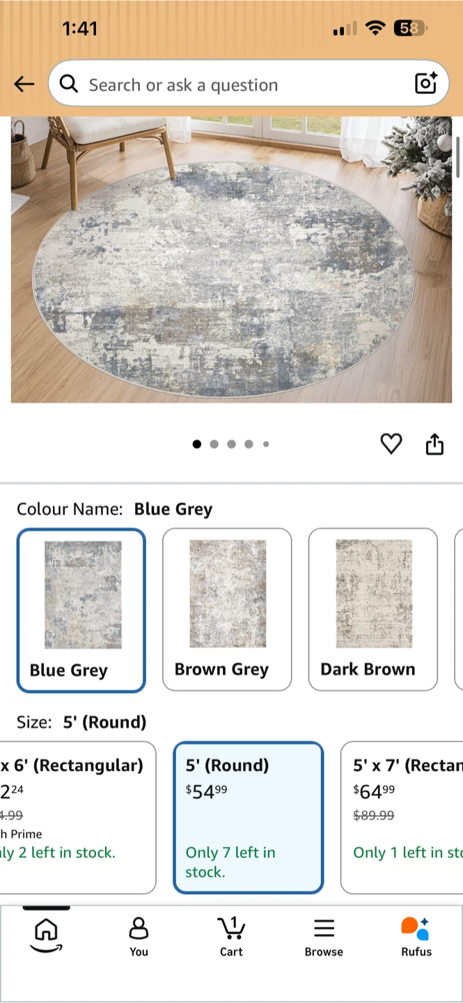 BNIB SEALED - UERMEI 5' Round Area Rug - photo 2