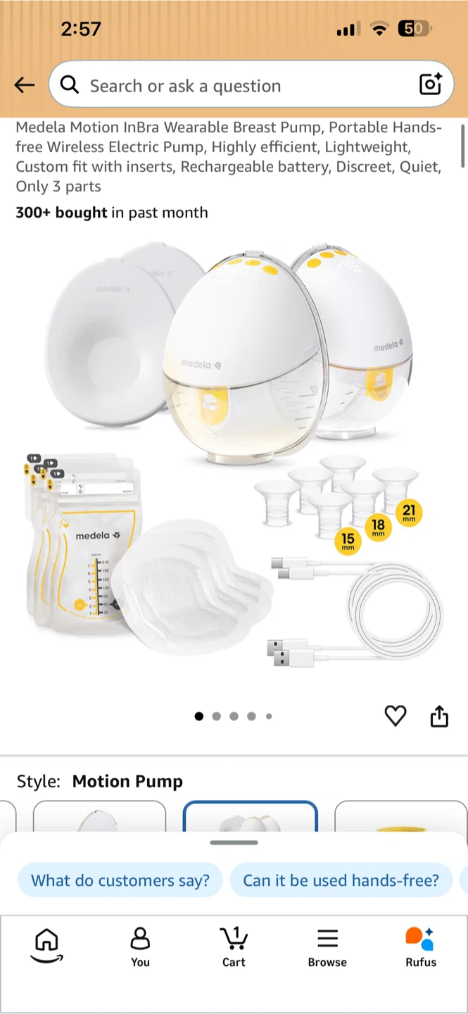 NEW ! Medela Motion InBra Wearable Electric Breast Pump